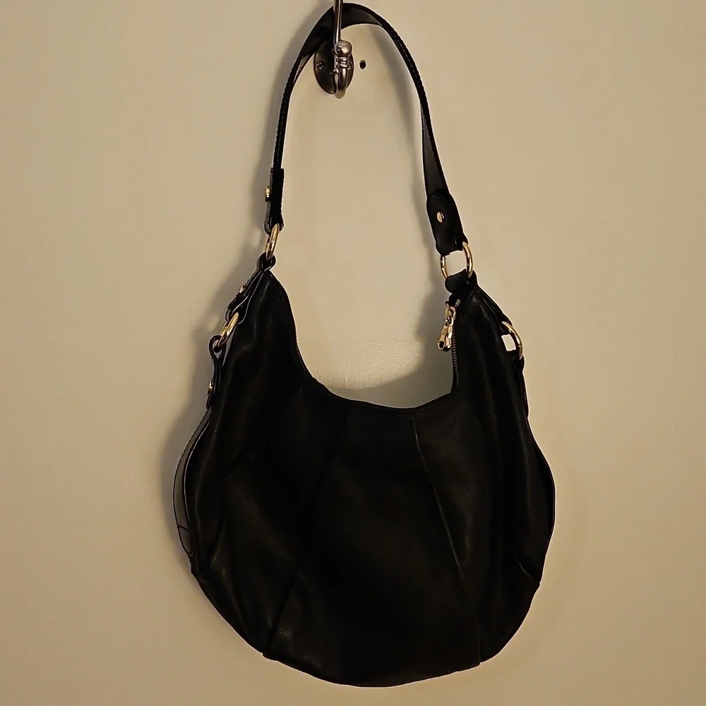 SIMPLY VERA Black Leather Hobo Shoulder Bag